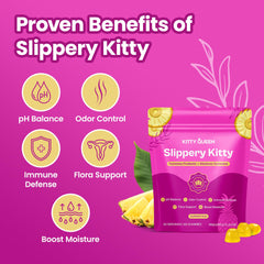 KITTYQUEEN Slippery Kitty gummies close-up pineapple flavor