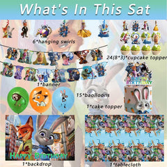 KKOND Zootopia birthday banner perfect for cake-cutting moments.