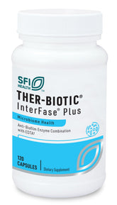 Klaire Labs Interfase Plus bottle front for enhanced gut balance support.