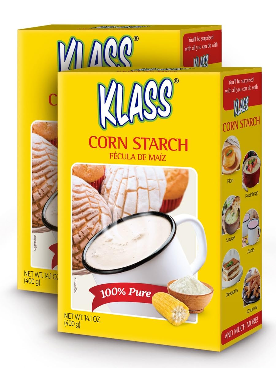 Klass corn starch two-pack front view, pantry staple for versatile cooking
