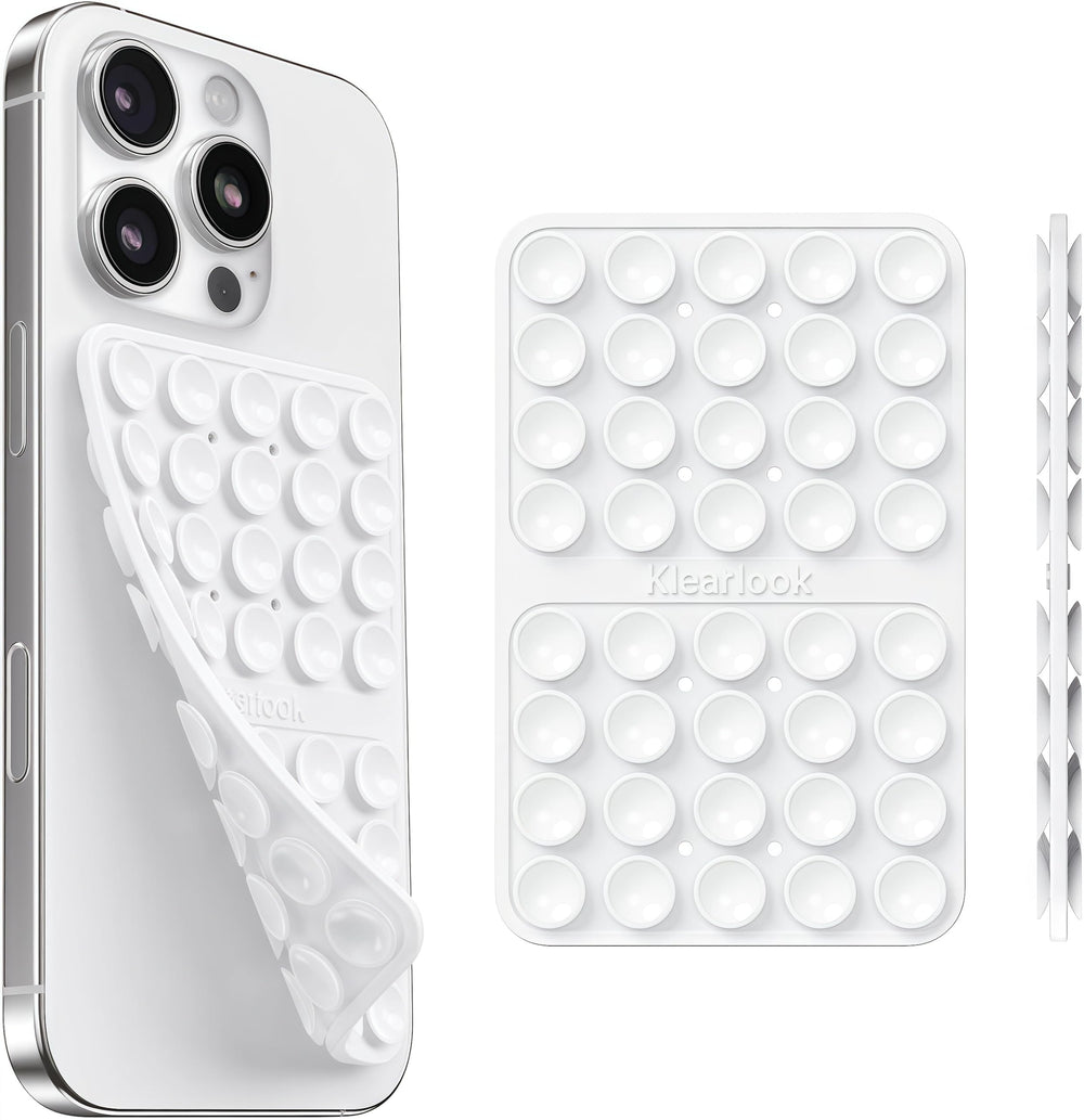 Klearlook Maximized Clarity hands-free mount on a mirror for easy selfies.