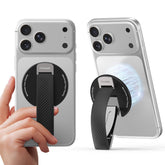 Klearlook MagSafe grip front view showing secure one‑hand hold and magnet strength