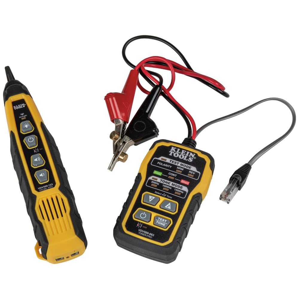 Klein Tools VDV500-820 tone generator for precise wire tracing across Ethernet, telephone, and data cables