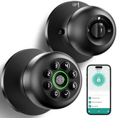 KLLOQUE fingerprint door lock front view with matte black finish for secure entry.