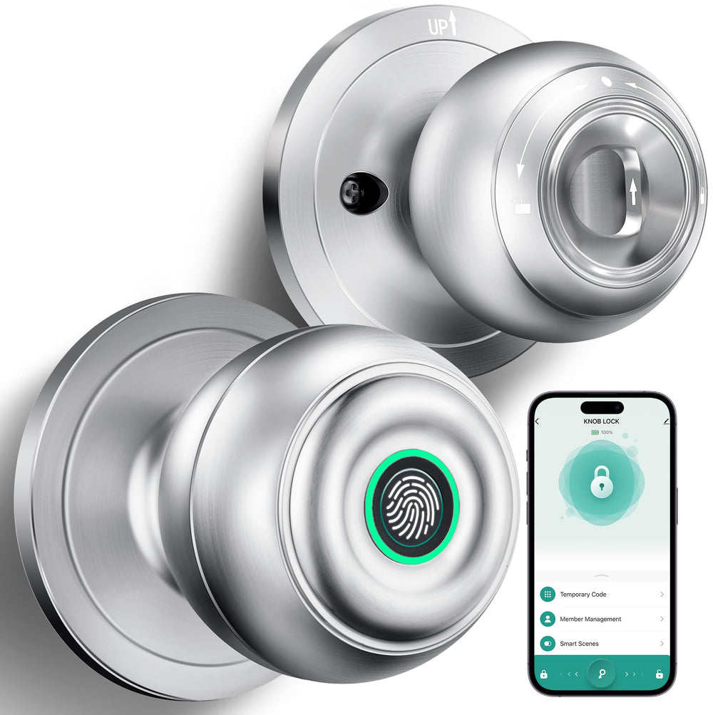 KLLOQUE fingerprint door lock front view for secure entry.