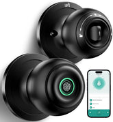 KLLOQUE Fingerprint Door Lock front view in matte black for secure entry.