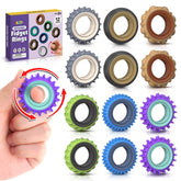 KLT fidget rings 12-pack texture closeup showing tactile finish for calm focus.