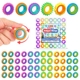 KLT texture spinner rings close-up in bright colors for calming tactile play