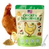 KLUORAN natural chicken de-wormer powder bottle for backyard flocks.