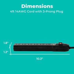 KMC 14AWG extension cord integrated surge protector supports multiple devices.