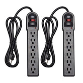 KMC 6-outlet surge protector 2-pack protects devices from power surges.