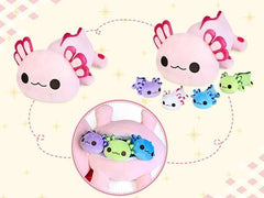 KMUYSL axolotl mommy white fabric closeup; soft texture for cuddles.