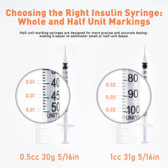 Knixxo U-100 1ml syringe 30G 1/2 inch, easy to read scale.