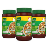 Knorr granulated chicken bouillon jar label on pantry shelf.