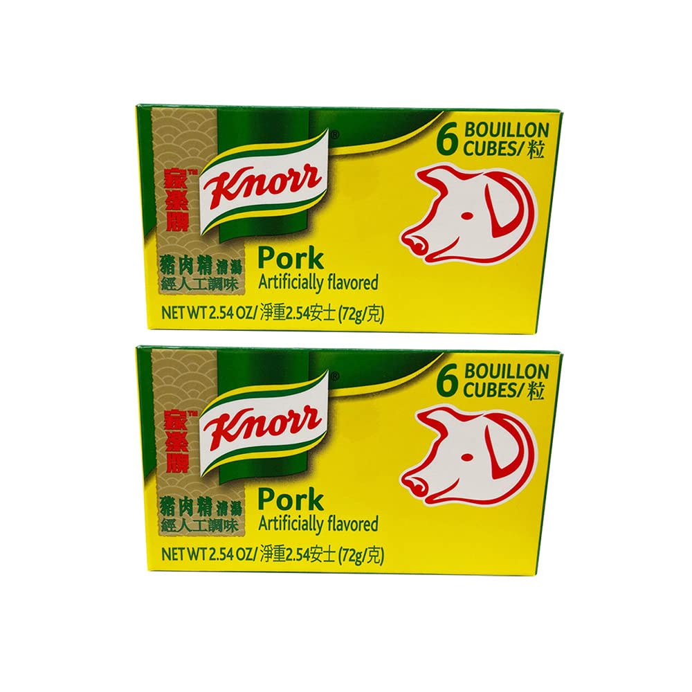 Knorr Pork Bouillon cubes in pack-2 offering quick pork flavor for stews and sauces.