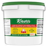 Knorr Tomato Bouillon Base packaging on shelf, convenient seasoning for quick meals.