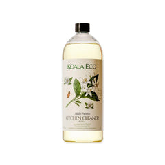 Koala Eco bottle with lemon myrtle cleans fridge surfaces and kitchen benches.