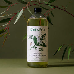 Koala Eco spray demonstrates lemon myrtle aroma while cleaning countertops and appliances.
