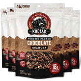 Kodiak Cakes Chocolate Granola pack with resealable pouch for on-the-go protein.