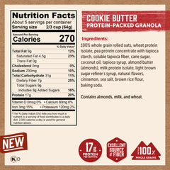 Close-up of Kodiak Cakes granola clusters with cookie butter flavor