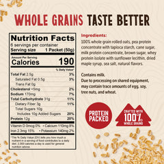 Kodiak Cakes Maple Brown Sugar Oatmeal Pack back view with nutrition details for mornings.