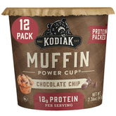 Kodiak Cakes Minute Muffins Chocolate Chip pack of 12, convenient ready-to-eat high-protein breakfast.