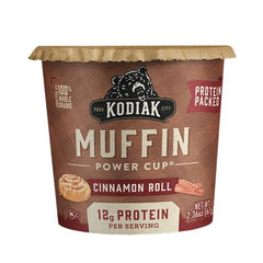 Kodiak Cakes Minute Muffins Cinnamon Roll microwave-ready steps illustrate quick prep.