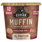 Kodiak Cakes Minute Muffins Cinnamon Roll box front, convenient high-protein breakfast option.
