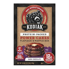 Kodiak Cakes waffles plated with syrup, protein-forward breakfast choice.