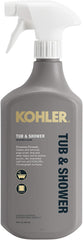 Kohler tub and shower cleaner bottle for removing soap scum and grime.