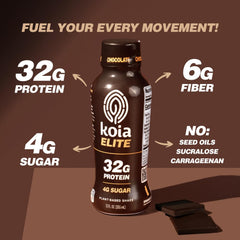 Koia Elite Chocolate pouring into glass for quick on-the-go nourishment
