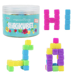 KOMARC GAMES StickiKubes neon cubes forming 2D and 3D designs on a board