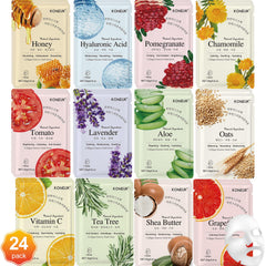 KONEUK 24-pack sheet masks varieties for daily hydration and skin nourishment.