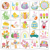 Konsait Easter tattoos 96pcs with colorful designs for kids' party favors.