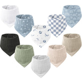 Konssy muslin baby bib bandana duo collection, ideal for teething and drool management.