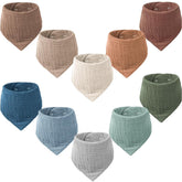Konssy muslin baby bibs in a 10-color set, highly absorbent for drool