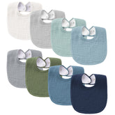 Konssy muslin baby bibs front view with soft, highly absorbent fabric.