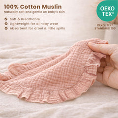 Adjustable neck snaps on Konssy bibs for growing baby