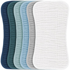 Konssy muslin burp cloths 6-pack flat lay, soft and absorbent