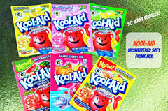 Kool Aid Ultimate Party Pack assorted flavors on a table, ready for on-the-go refreshment.