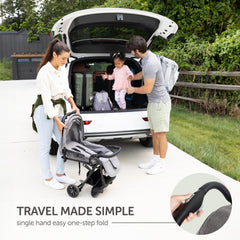 Koolababy travel stroller in compact form ready for plane overhead storage.