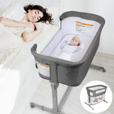 KoolerThings 3-in-1 bassinet grey, portable sleep space for nursery, living room, or travel.