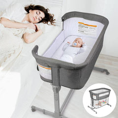 KoolerThings 3-in-1 bassinet grey, portable sleep space for nursery, living room, or travel.