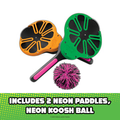 Koosh Flix Stix catching action demonstrates easy catches with the no-bounce Koosh ball.