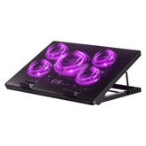 Kootek laptop cooling pad with five fans and LEDs for enhanced cooling.
