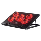 Kootek laptop cooling pad with five fans keeps a 15-inch laptop cool during long sessions.