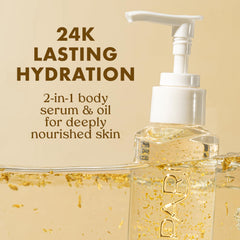 Kopari Golden Aura Oil with 24K gold flakes for luxe glow.