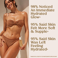 Kopari Golden Aura Oil applied on skin shows quick absorption.