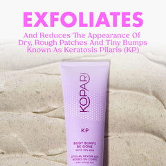 Kopari KP Body Exfoliating Scrub close-up demonstrates bead texture and gentle action.