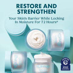 Kopari Moisture Whipped Ceramide Cream jar closeup highlights rich texture that absorbs quickly